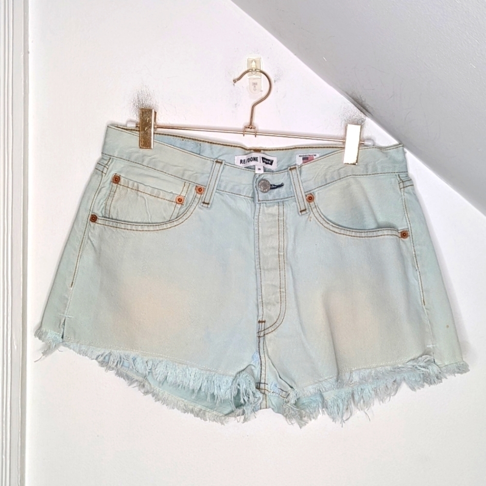 RE/DONE | LEVI'S Cut-off Cotton Distressed High Rise Denim Shorts NEW Size 26
